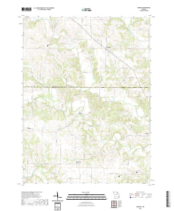 USGS US Topo 7.5-minute map for Durham MO 2021