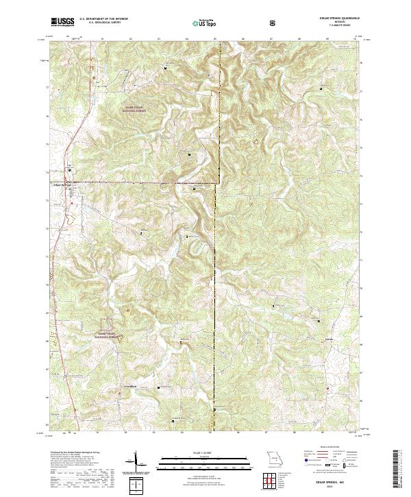 USGS US Topo 7.5-minute map for Edgar Springs MO 2021 – American Map Store