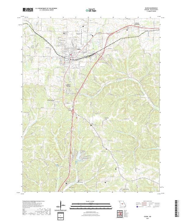 USGS US Topo 7.5-minute map for Eldon MO 2021 – American Map Store