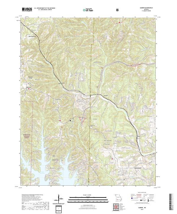 USGS US Topo 7.5-minute map for Garber MO 2021 – American Map Store