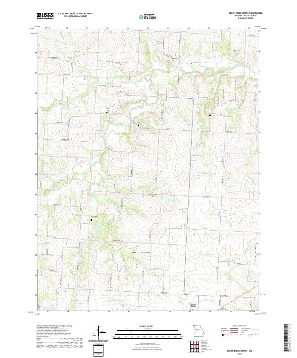 USGS US Topo 7.5-minute map for Green Ridge North MO 2021 – American ...