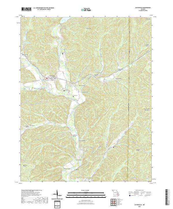 USGS US Topo 7.5-minute map for Lesterville MO 2021 – American Map Store