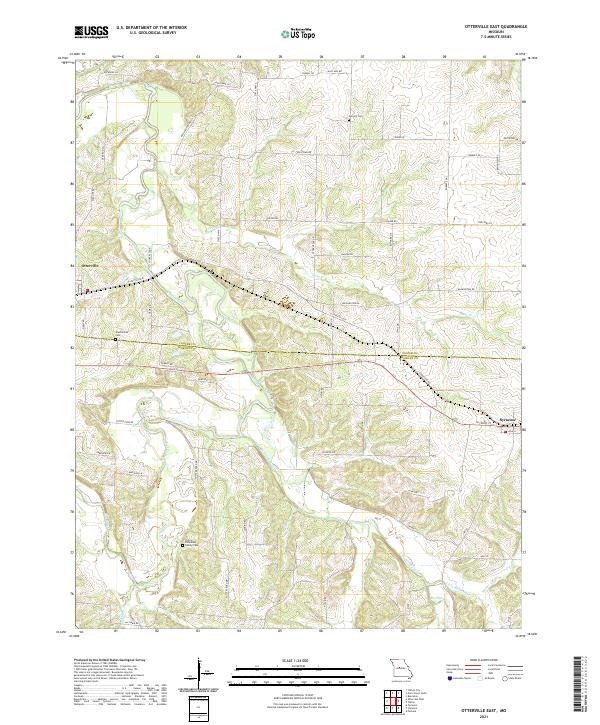 USGS US Topo 7.5-minute map for Otterville East MO 2021