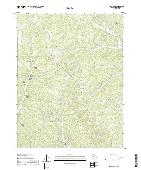 USGS US Topo 7.5-minute map for Proctor Creek MO 2021 – American Map Store