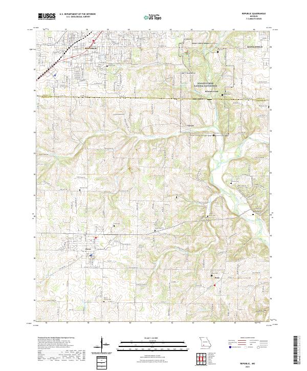 USGS US Topo 7.5-minute map for Republic MO 2021