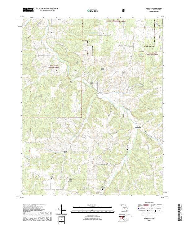 USGS US Topo 7.5-minute map for Roubidoux MO 2021