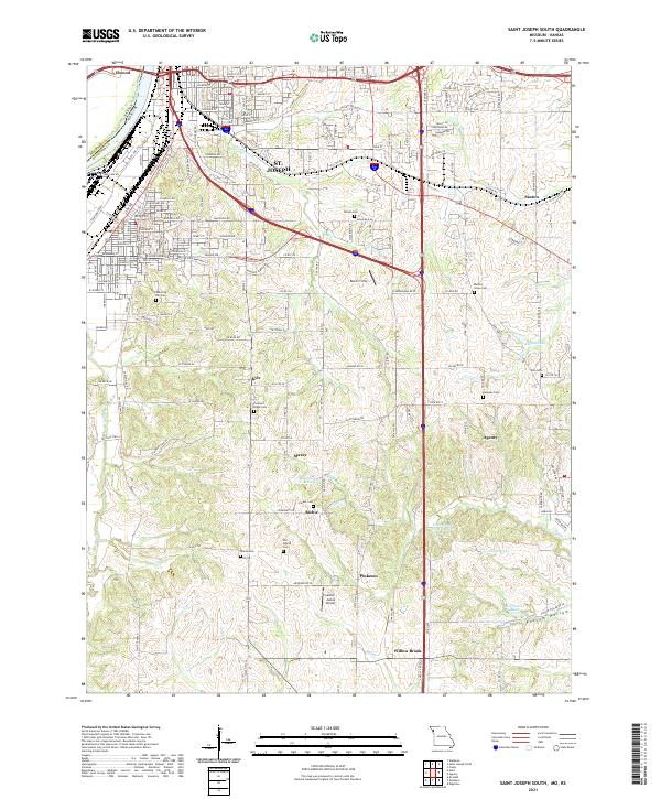 USGS US Topo 7.5-minute map for Saint Joseph South MOKS 2021