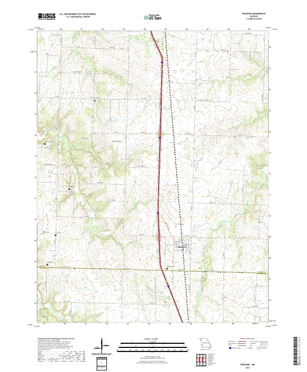 USGS US Topo 7.5-minute map for Sheldon MO 2021 – American Map Store