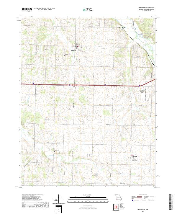 USGS US Topo 7.5-minute map for Stotts City MO 2021