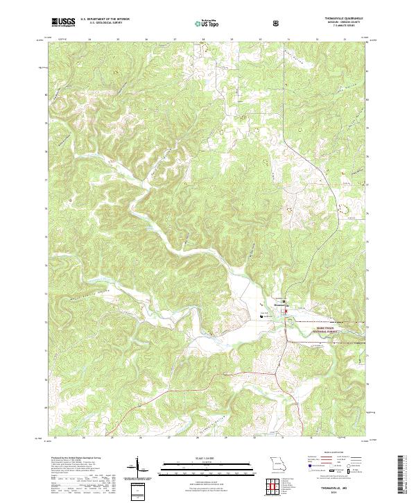 USGS US Topo 7.5-minute map for Thomasville MO 2021