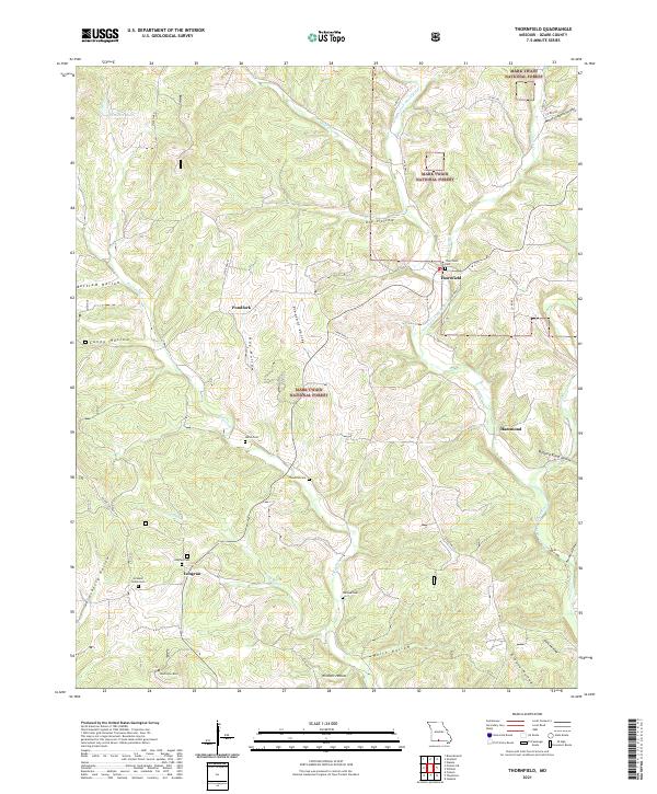 USGS US Topo 7.5-minute map for Thornfield MO 2021