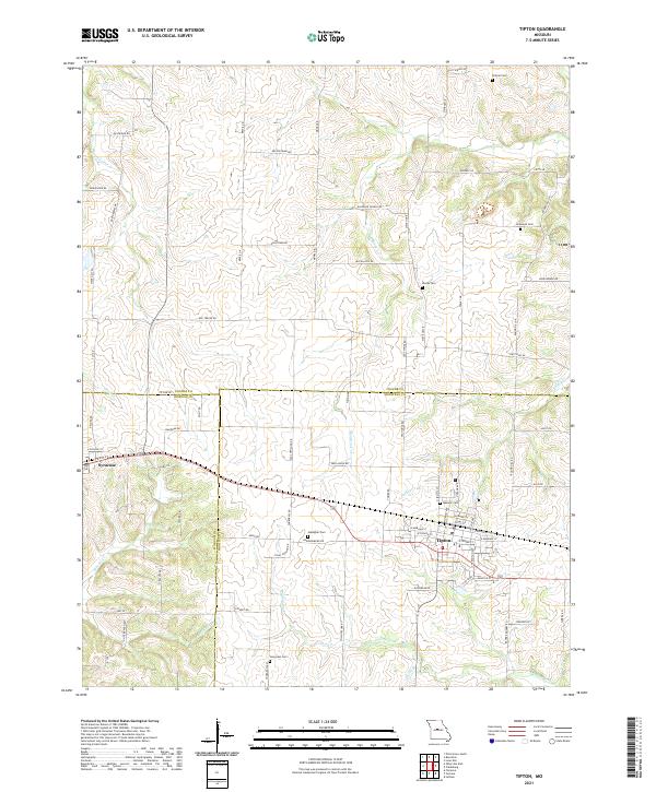 USGS US Topo 7.5-minute map for Tipton MO 2021