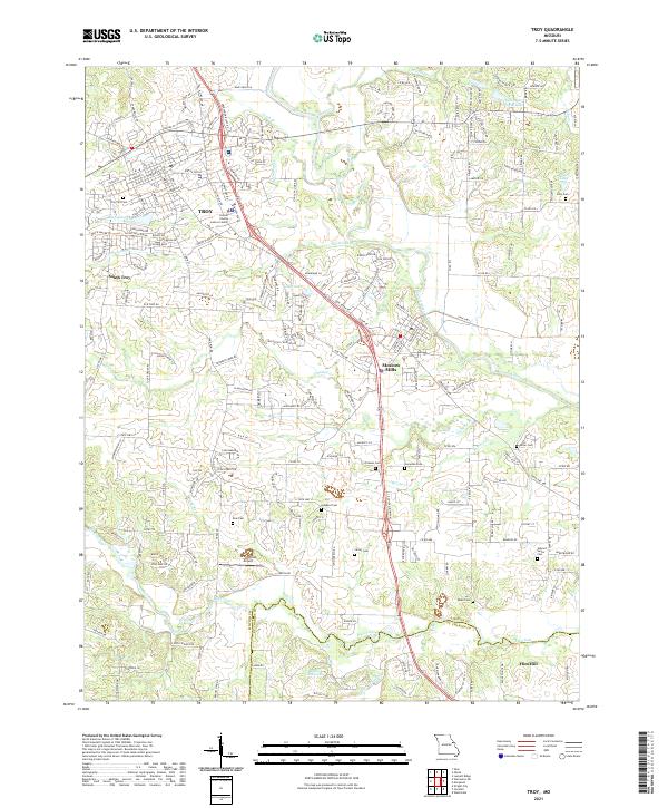 USGS US Topo 7.5-minute map for Troy MO 2021