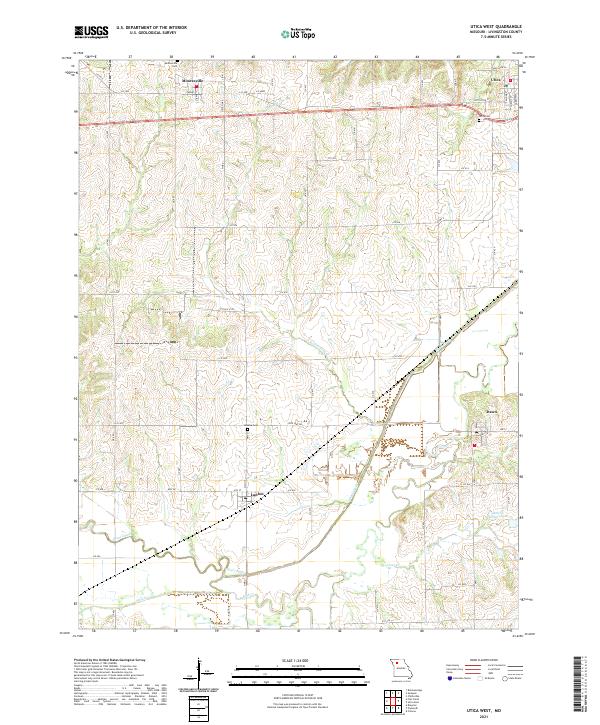 USGS US Topo 7.5-minute map for Utica West MO 2021