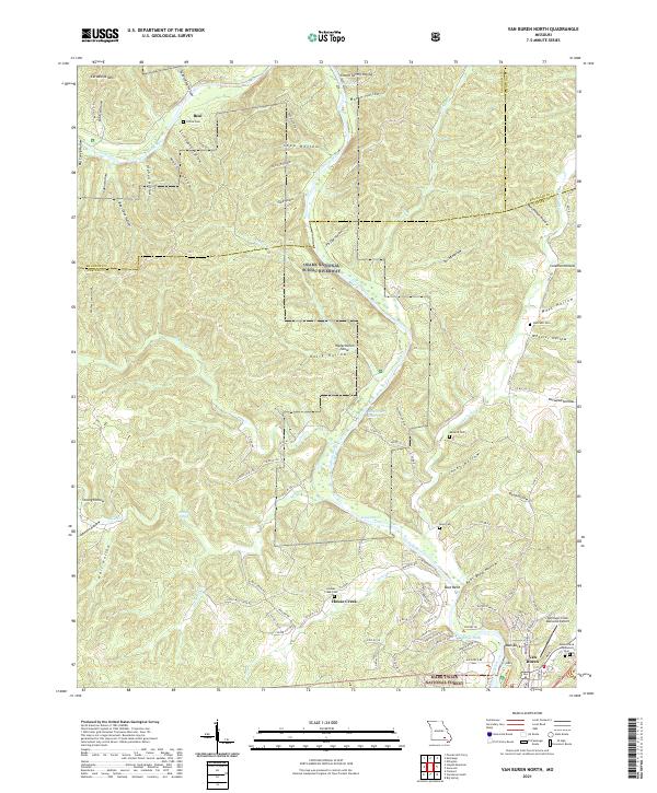 USGS US Topo 7.5-minute map for Van Buren North MO 2021