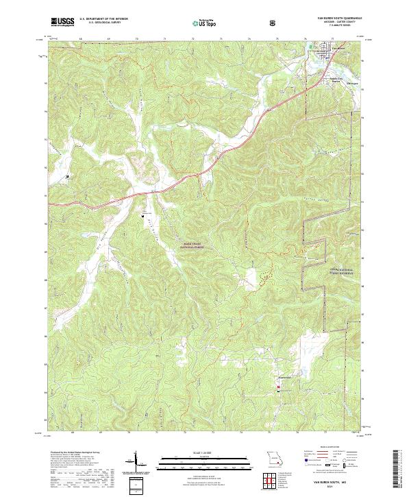 USGS US Topo 7.5-minute map for Van Buren South MO 2021