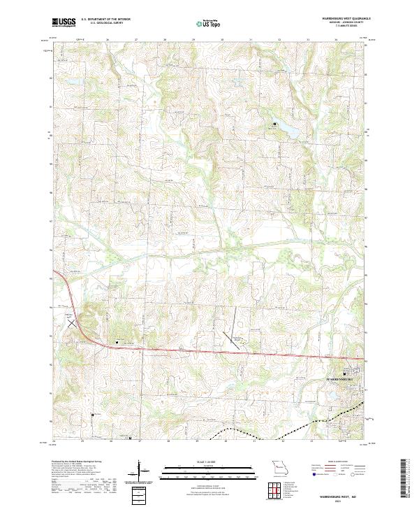 USGS US Topo 7.5-minute map for Warrensburg West MO 2021