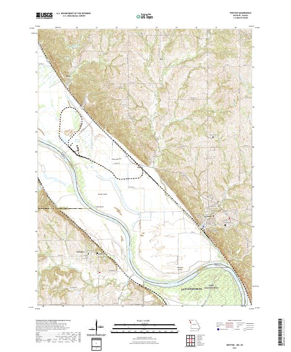 USGS US Topo 7.5-minute map for Weston MOKS 2021