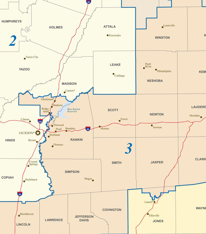 Mississippi Congressional District Wall Map