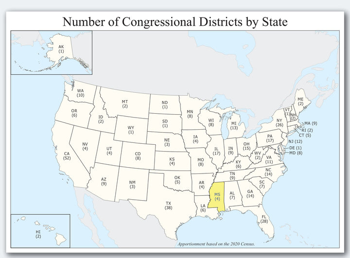 Mississippi Congressional District Wall Map