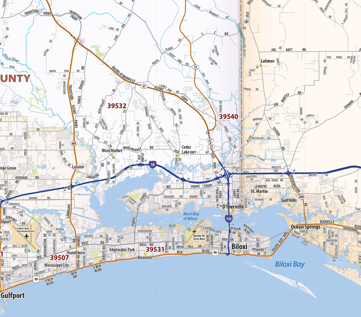 Mgccc Map Mississippi Gulf Coast Area Wall Map – American Map Store