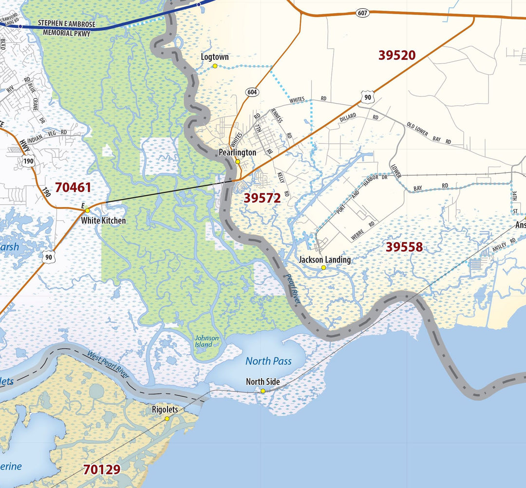 Mississippi Gulf Coast Area Wall Map