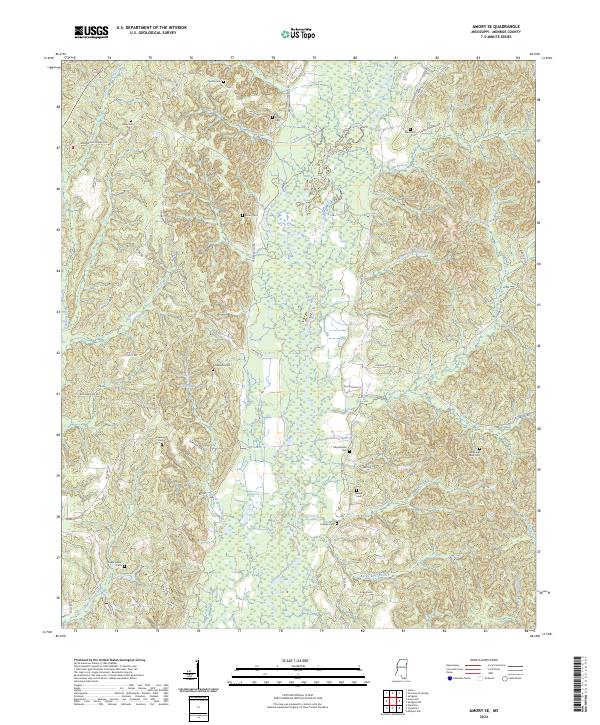 US Topo 7.5-minute map for Amory SE MS