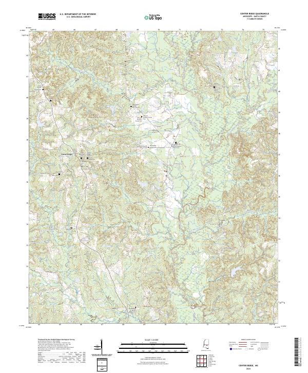Center Ridge Ms US Topo 7.5-minute map for Center Ridge MS – American Map Store