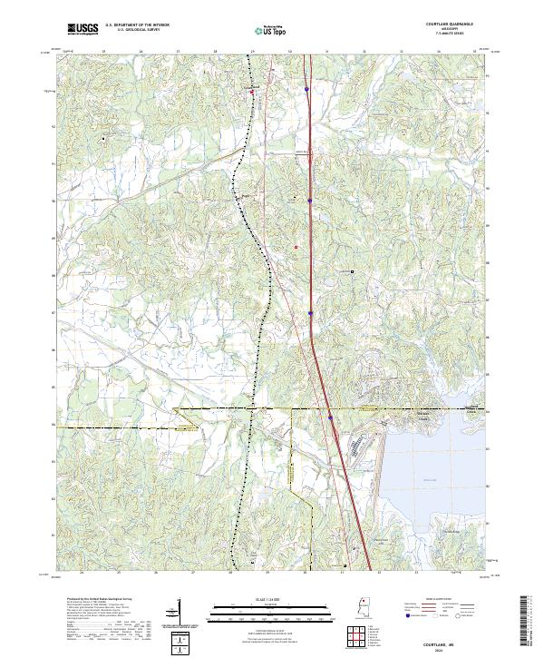 US Topo 7.5-minute map for Courtland MS