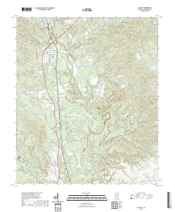 US Topo 7.5-minute map for De Soto MS