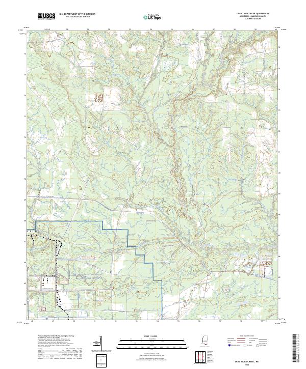 US Topo 7.5-minute map for Dead Tiger Creek MS