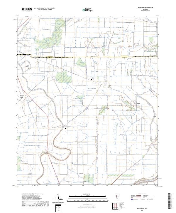 US Topo 7.5-minute map for Delta City MS