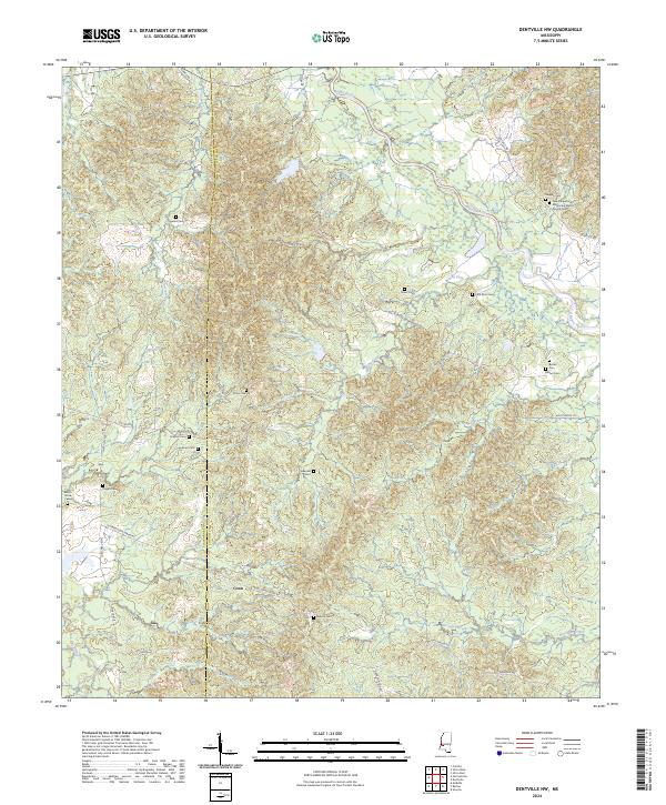 US Topo 7.5-minute map for Dentville NW MS