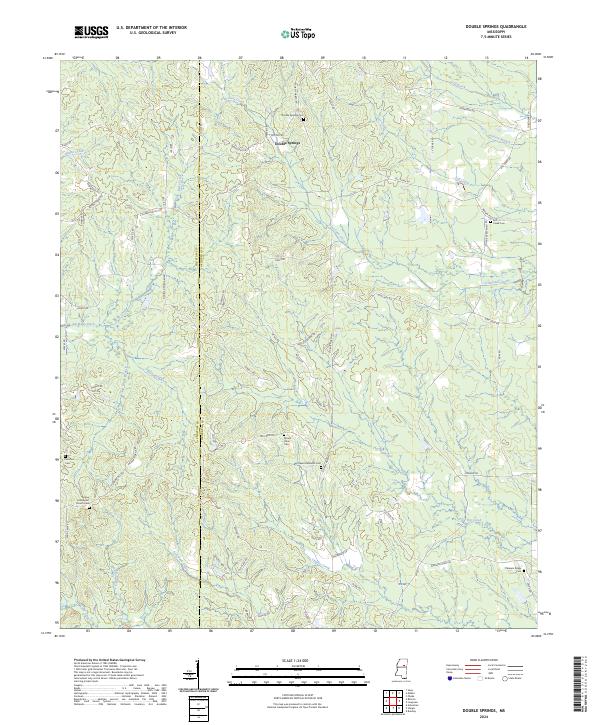 US Topo 7.5-minute map for Double Springs MS