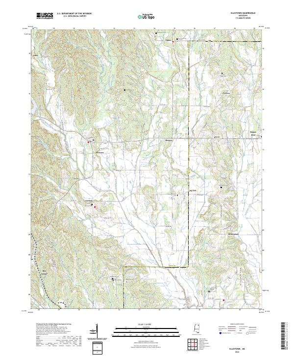US Topo 7.5-minute map for Ellistown MS