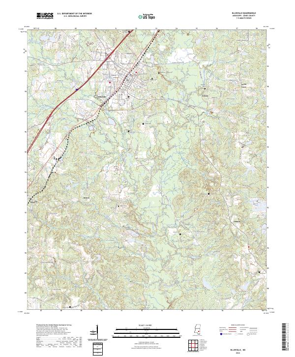 US Topo 7.5-minute map for Ellisville MS