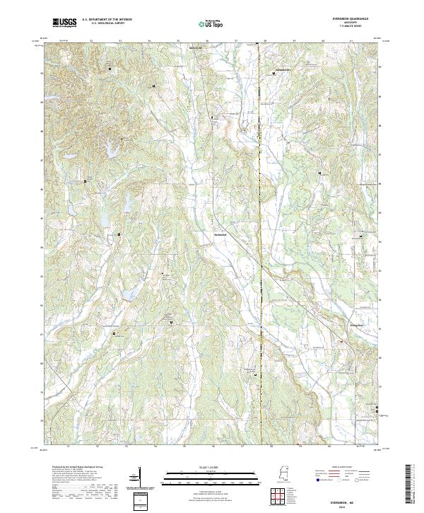 US Topo 7.5-minute map for Evergreen MS