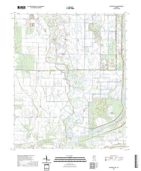 US Topo 7.5-minute map for Fishhook Lake MS