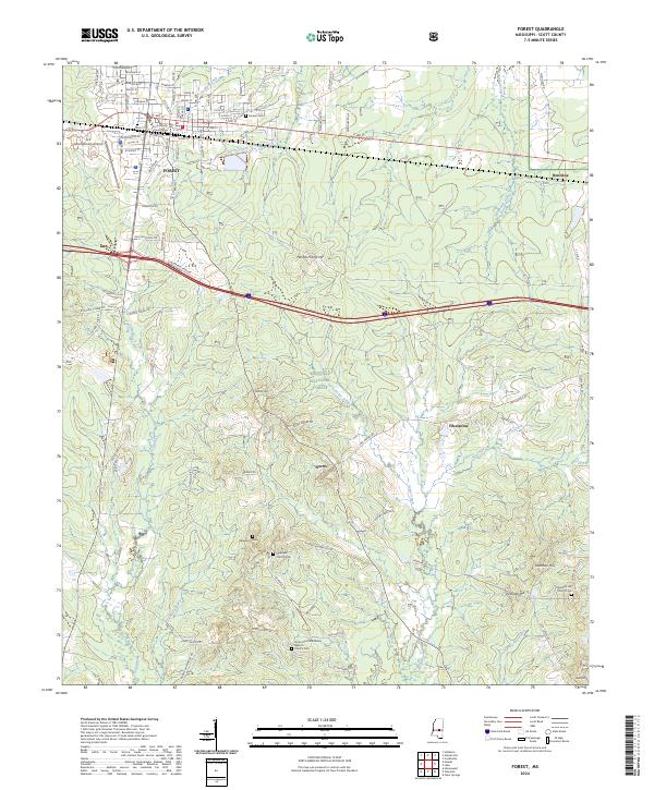 US Topo 7.5-minute map for Forest MS
