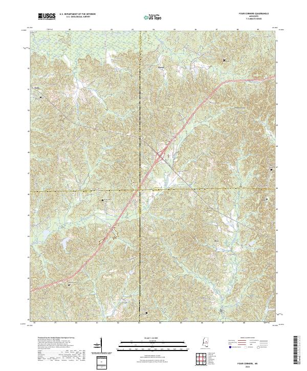 US Topo 7.5-minute map for Four Corners MS