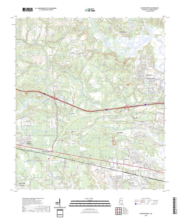 US Topo 7.5-minute map for Gautier North MS