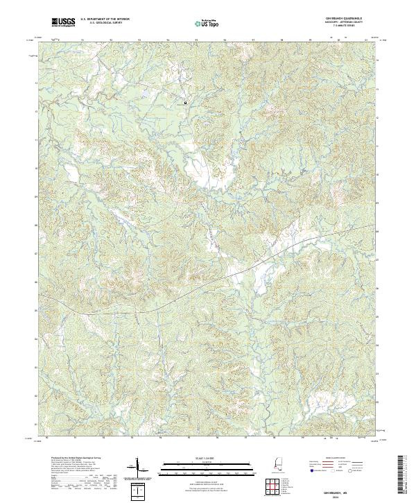 US Topo 7.5-minute map for Gin Branch MS