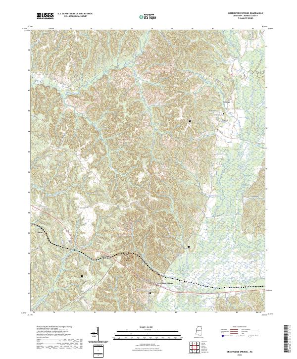 US Topo 7.5-minute map for Greenwood Springs MS