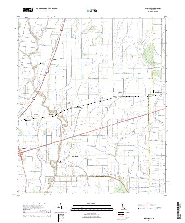 US Topo 7.5-minute map for Holly Ridge MS