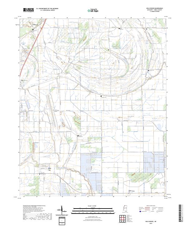 US Topo 7.5-minute map for Hollywood MS