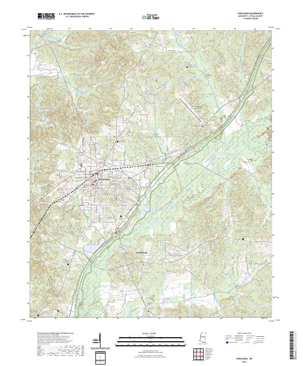 US Topo 7.5-minute map for Kosciusko MS