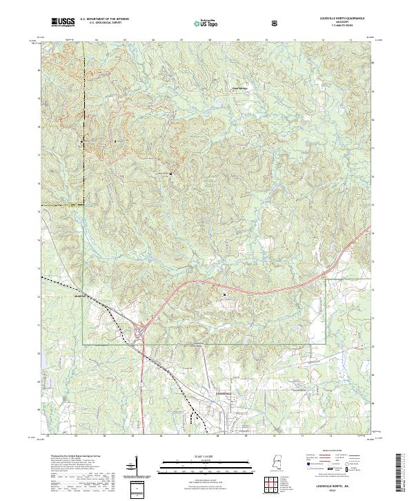 US Topo 7.5-minute map for Louisville North MS