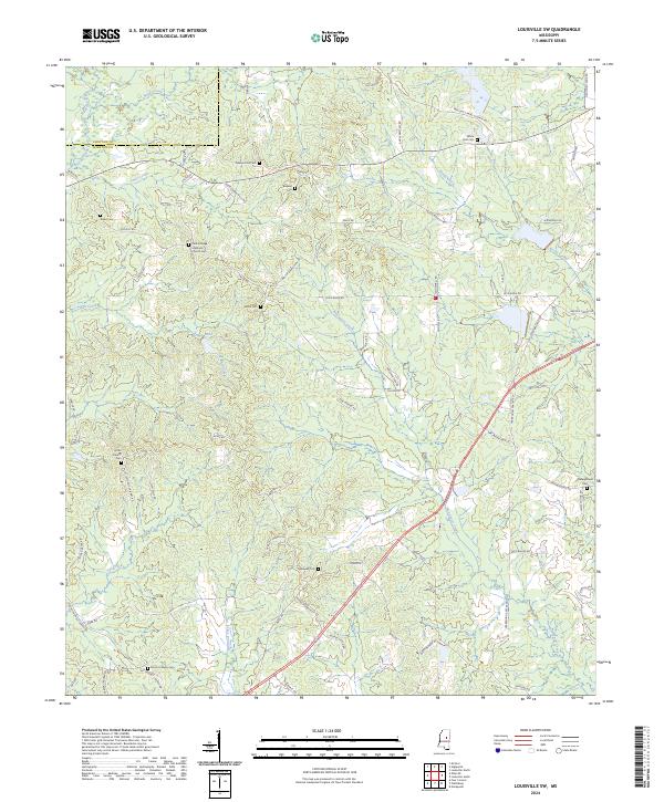 US Topo 7.5-minute map for Louisville SW MS
