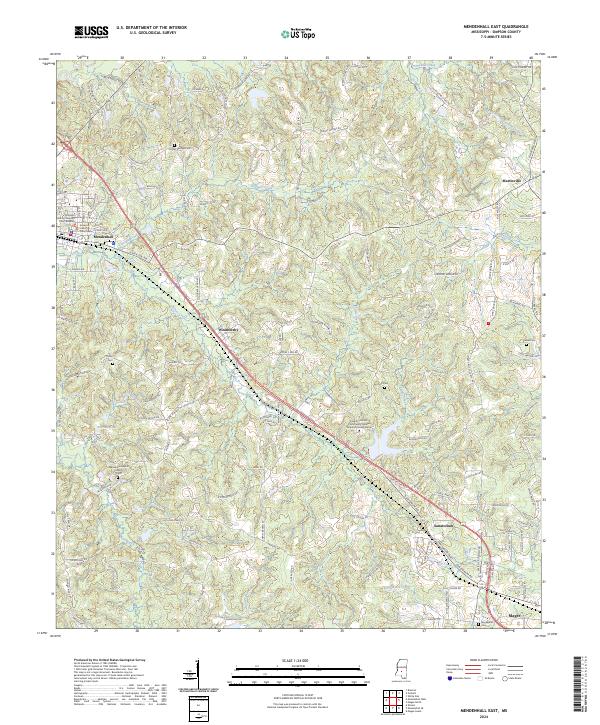 US Topo 7.5-minute map for Mendenhall East MS
