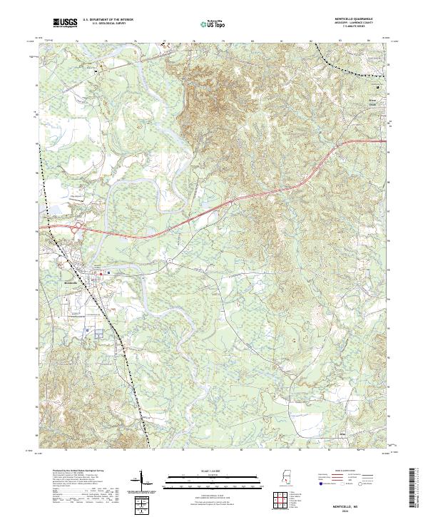 US Topo 7.5-minute map for Monticello MS